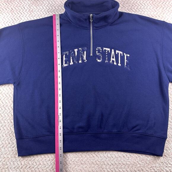 Penn State Women’s 2X Cropped 1/4 Zip Navy Pullover Hoodie NWT - Picture 6 of 16